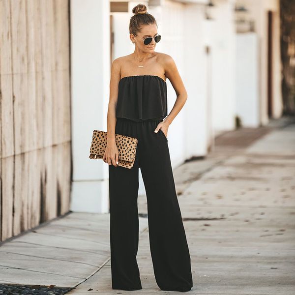 elegant off shoulder black rompers womens summer jumpsuit ladies casual long trousers overalls fashion ruffles jumpsuits, Black;white
elegant off shoulder black rompers womens summer jumpsuit ladies casual long trousers overalls fashion ruffles jumpsuits, Black;white