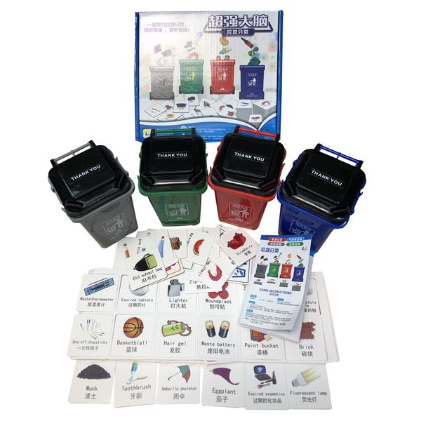 trash can toy, kids garbage classification learning toys, children card game board game 4pcs garbage cans + 108cards + 1 manual
trash can toy, kids garbage classification learning toys, children card game board game 4pcs garbage cans + 108cards + 1 manual
