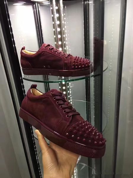 wine-red suede leather with spikes junior red bottom sneakers shoes fashion designer low casual walking ing, Black
wine-red suede leather with spikes junior red bottom sneakers shoes fashion designer low casual walking ing, Black