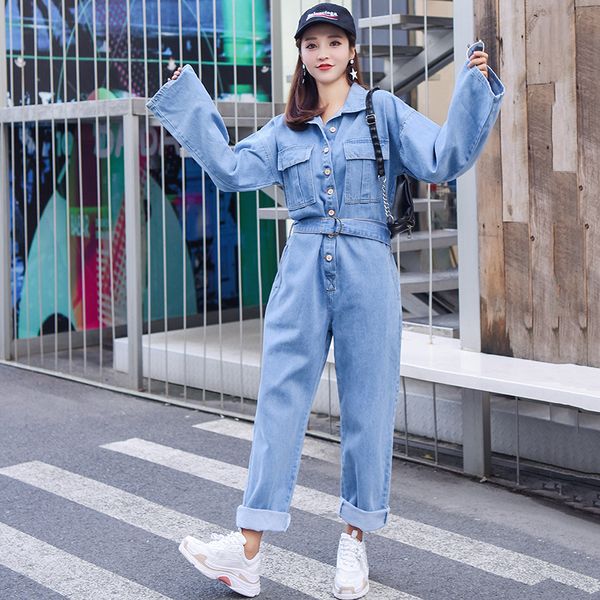 fashion streetwear style denim overalls women 2019 autumn long sleeve bodysuit high waist jeans bodycon romper wide leg jumpsuit, Black;white
fashion streetwear style denim overalls women 2019 autumn long sleeve bodysuit high waist jeans bodycon romper wide leg jumpsuit, Black;white