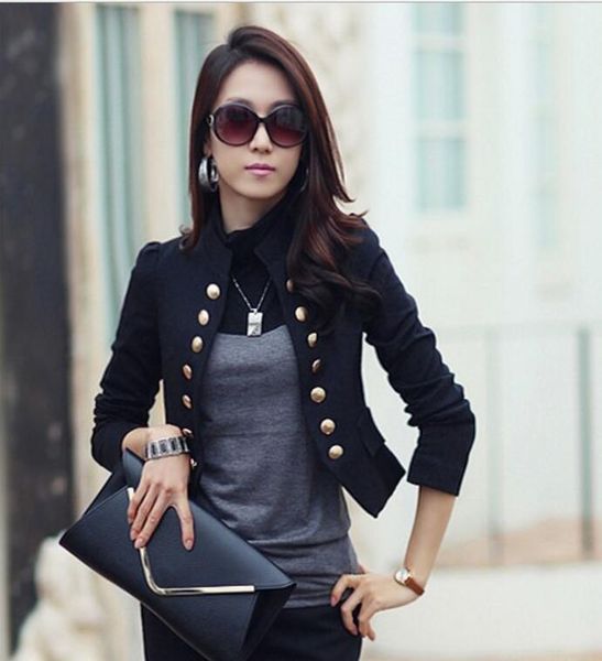 2019 autumn new korean version women's double-breasted short long-sleeved slim suit short coat, White;black
2019 autumn new korean version women's double-breasted short long-sleeved slim suit short coat, White;black