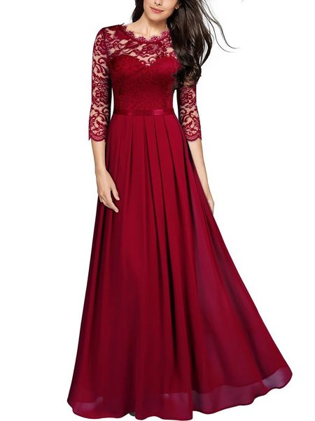women elegant fashion 3/4 sleeve lace patchwork maxi bridesmaid cocktail evening party dresses long formal event dress, White;black
women elegant fashion 3/4 sleeve lace patchwork maxi bridesmaid cocktail evening party dresses long formal event dress, White;black