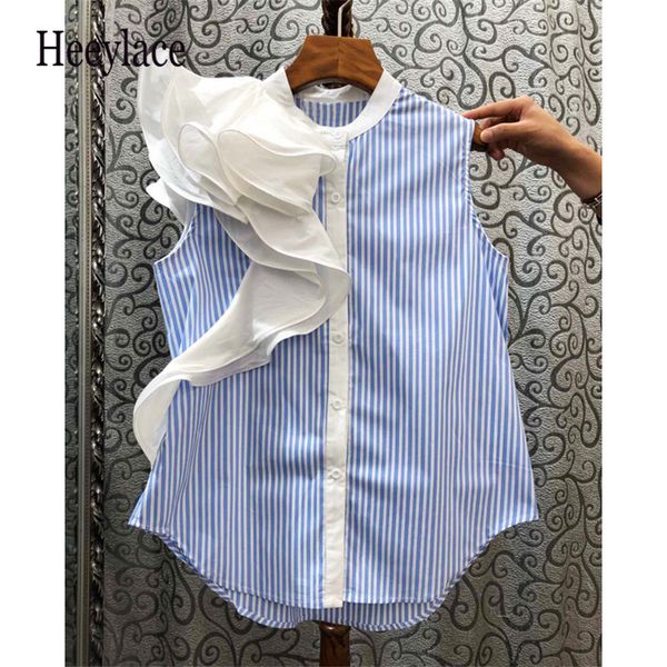 women's blouses & shirts striped multilayer ruffles decoration irregular stitching shirt 2021 summer sleeveless sweet, White
women's blouses & shirts striped multilayer ruffles decoration irregular stitching shirt 2021 summer sleeveless sweet, White