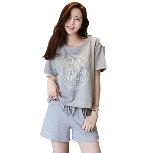 summer ladies knitted cotton pajamas sets leisure women short sleeve shorts girls wear outside cute cartoon nightwear suit, Blue;gray
summer ladies knitted cotton pajamas sets leisure women short sleeve shorts girls wear outside cute cartoon nightwear suit, Blue;gray