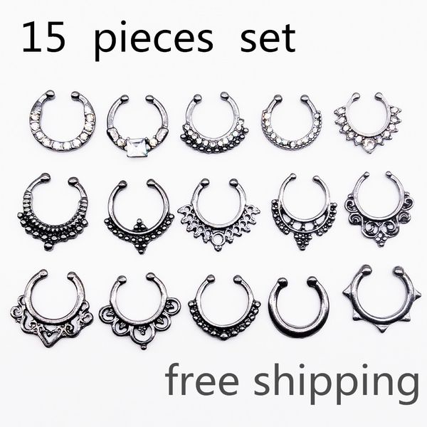 15 pcs a set crystal clicker fake septum for women body clip hoop vintage multicolor fake nose ring faux piercing body jewelry, Slivery;golden
15 pcs a set crystal clicker fake septum for women body clip hoop vintage multicolor fake nose ring faux piercing body jewelry, Slivery;golden