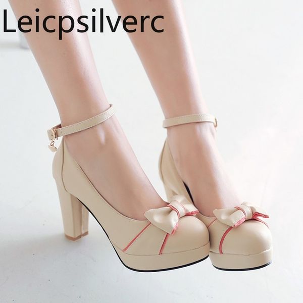 pumps spring and autumn the new round head buckle color matching butterfly knot thick heel high heel women's shoes 34-39, Black
pumps spring and autumn the new round head buckle color matching butterfly knot thick heel high heel women's shoes 34-39, Black