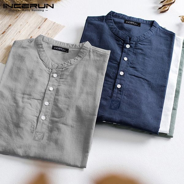 incerun men fashion trend long sleeve pure casual shirt social joker cotton linen crew collar button street literary mens blouse, White;black
incerun men fashion trend long sleeve pure casual shirt social joker cotton linen crew collar button street literary mens blouse, White;black
