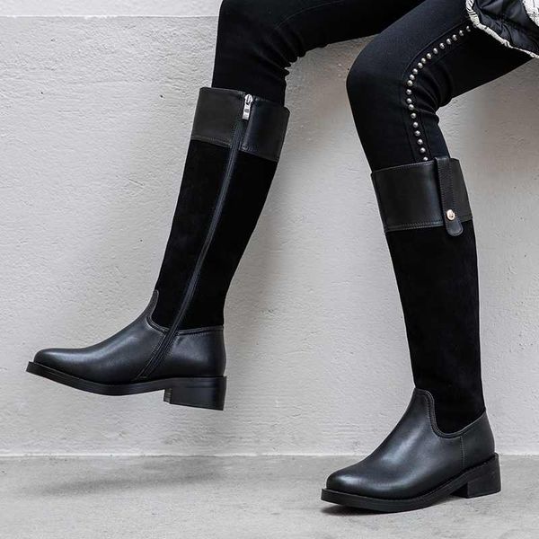 lenkisen basic mixed colors belt buckle round toe med heels winter keep warm women fashion thigh high boots, Black
lenkisen basic mixed colors belt buckle round toe med heels winter keep warm women fashion thigh high boots, Black