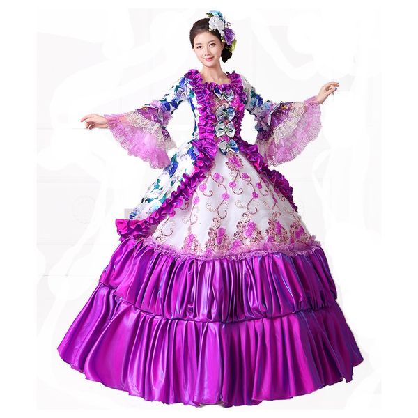 women purple floral printed rococo dresses southern belle masquerade victorian ball costumes theatre clothing, Black;red
women purple floral printed rococo dresses southern belle masquerade victorian ball costumes theatre clothing, Black;red