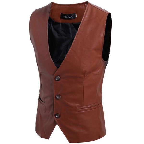 2019 spring autumn outfit new concise joker men's leather vest fashion casual slim fit leather tank chaleco hombre coat, Black;white
2019 spring autumn outfit new concise joker men's leather vest fashion casual slim fit leather tank chaleco hombre coat, Black;white