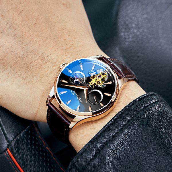 sollen brand automatic watch men fashion moon phase men's business mechanical watches luxury genuine leather wristwatch, Slivery;brown
sollen brand automatic watch men fashion moon phase men's business mechanical watches luxury genuine leather wristwatch, Slivery;brown
