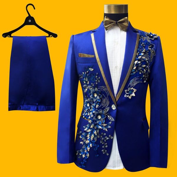 royal blue palette embroidered wedding stage suit men heavy workmanship terno masculino costume homme party club outfits, White;black
royal blue palette embroidered wedding stage suit men heavy workmanship terno masculino costume homme party club outfits, White;black