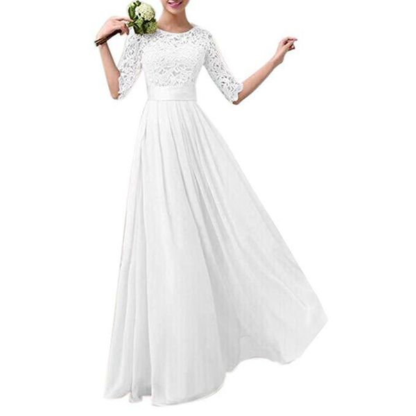 lace chiffon long bridesmaid dress with half sleeves pink white wedding party dresses vestido dama de honor, White;pink
lace chiffon long bridesmaid dress with half sleeves pink white wedding party dresses vestido dama de honor, White;pink