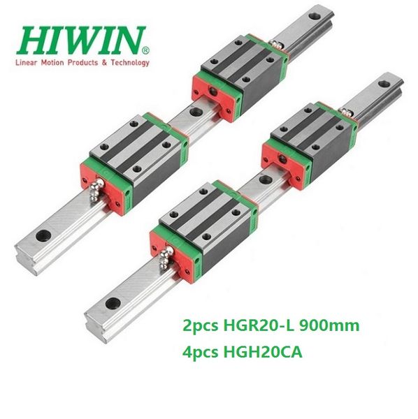Image of 2pcs Original New HIWIN HGR20 - 900mm linear guide/rail + 4pcs HGH20CA linear narrow blocks for cnc router parts