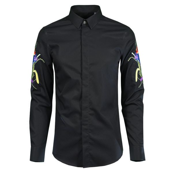 lu 100% cotton men shirt luxury flower embroidered long sleeve mens dress shirt camisa masculina mens shirts casual slim fit, White;black
lu 100% cotton men shirt luxury flower embroidered long sleeve mens dress shirt camisa masculina mens shirts casual slim fit, White;black