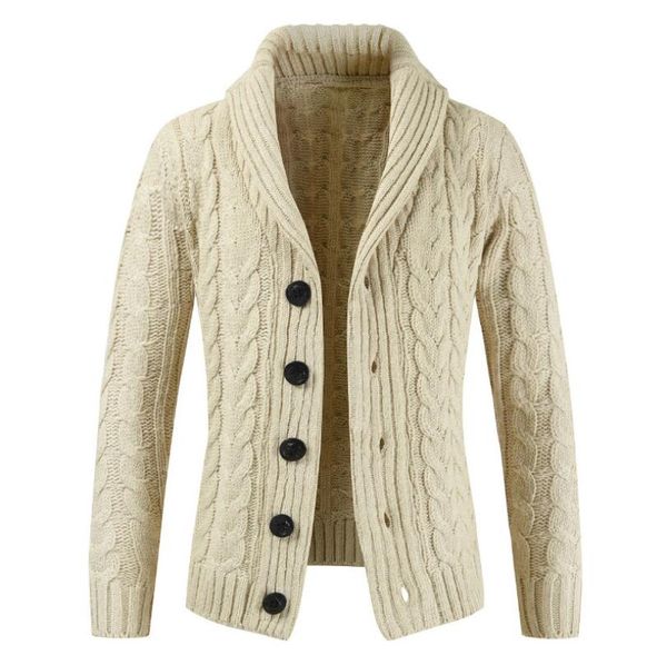 early spring new men's sweater designer lapel long-sleeved solid color cardigan button knit sweater warm jacket, White;black
early spring new men's sweater designer lapel long-sleeved solid color cardigan button knit sweater warm jacket, White;black