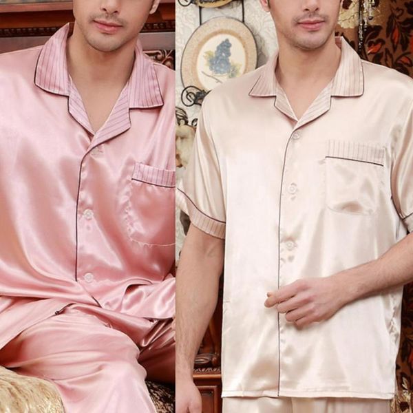 men's tracksuits simulation silk pajama set casual short sleeve turn down collar pants sleepwear soft cozy satin nightgown men summer, Gray
men's tracksuits simulation silk pajama set casual short sleeve turn down collar pants sleepwear soft cozy satin nightgown men summer, Gray