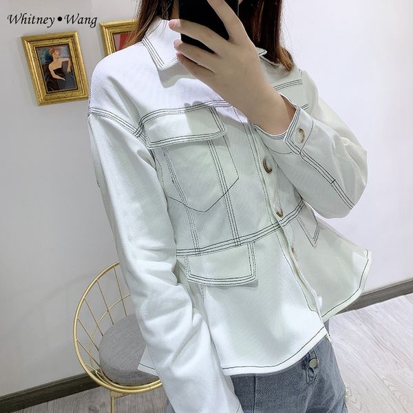 women's jackets whitney wang 2021 autumn fashion streetwear vintage style ruffles hem denim jacket women jean coat, Black;brown
women's jackets whitney wang 2021 autumn fashion streetwear vintage style ruffles hem denim jacket women jean coat, Black;brown