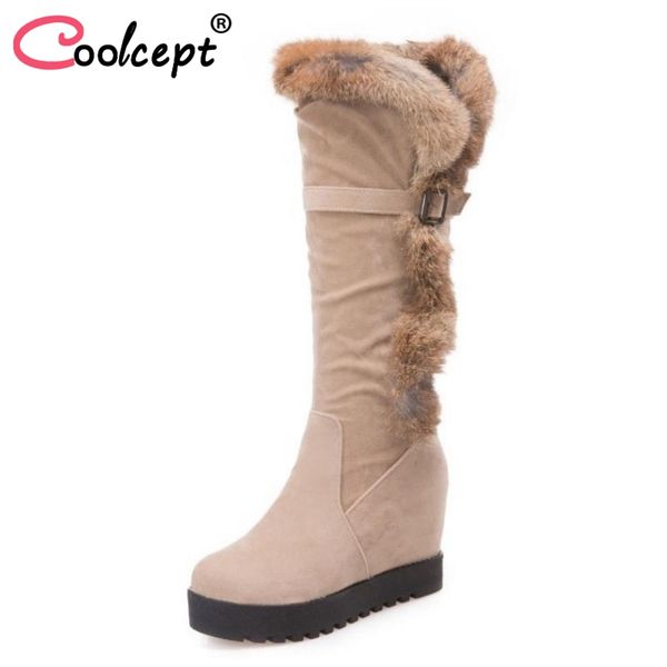 coolcept women warm flats boots plush buckle platform winter shoes women knee high boots inside plush fur footwear size 34-43, Black
coolcept women warm flats boots plush buckle platform winter shoes women knee high boots inside plush fur footwear size 34-43, Black