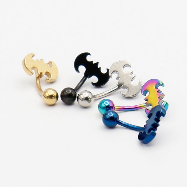 2020 1pcs black bat batman belly button ring navel piercing anti allergic material surgical steel body piercing jewelry for women men, Silver 
2020 1pcs black bat batman belly button ring navel piercing anti allergic material surgical steel body piercing jewelry for women men, Silver