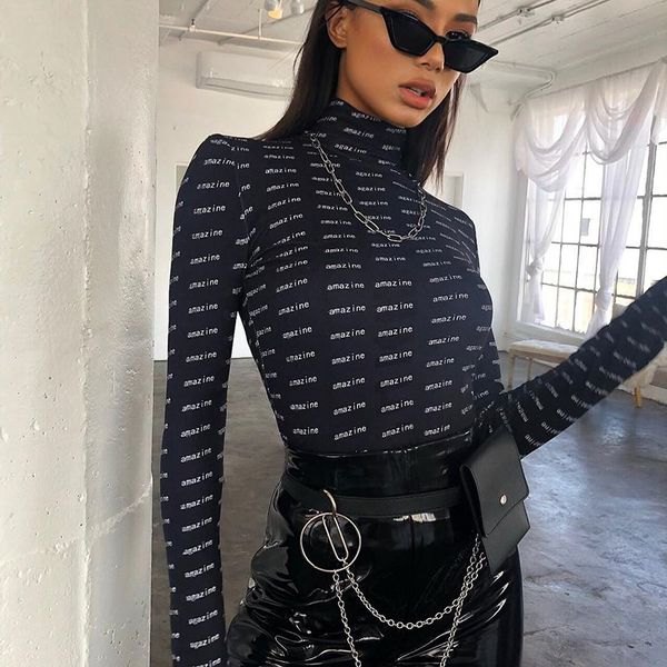 2019 autumn long sleeve letter print turtleneck bodysuits rompers women casual bottoming clothing femme slim fitness bodycon, Black;white
2019 autumn long sleeve letter print turtleneck bodysuits rompers women casual bottoming clothing femme slim fitness bodycon, Black;white