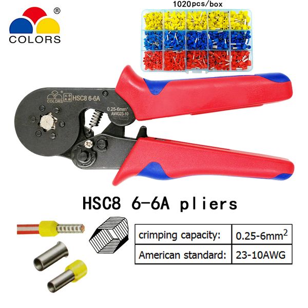 цвета hsc8 6-6a 0.25-6 mm2 23-10 awg обжимные плоскогубцы с 1020 шт. тип трубки иглы тип терминала обжимной шестигранник мини-инструменты 
цвета hsc8 6-6a 0.25-6 mm2 23-10 awg обжимные плоскогубцы с 1020 шт. тип трубки иглы тип терминала обжимной шестигранник мини-инструменты