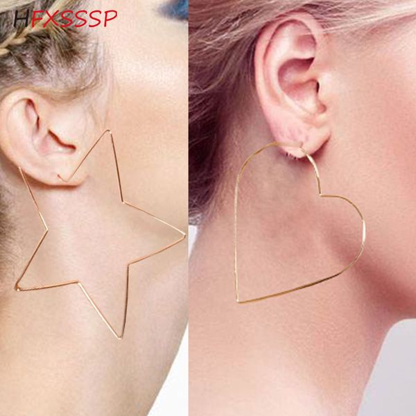 charm hfxsssp personality exaggerated plating metal hollow five-pointed star / love earrings tide female heart ear jewelry, Golden
charm hfxsssp personality exaggerated plating metal hollow five-pointed star / love earrings tide female heart ear jewelry, Golden