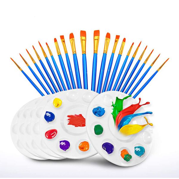 20 pcs paint pallet brushes with 6pcs paint trays for all purpose oil watercolor painting artist kits
20 pcs paint pallet brushes with 6pcs paint trays for all purpose oil watercolor painting artist kits