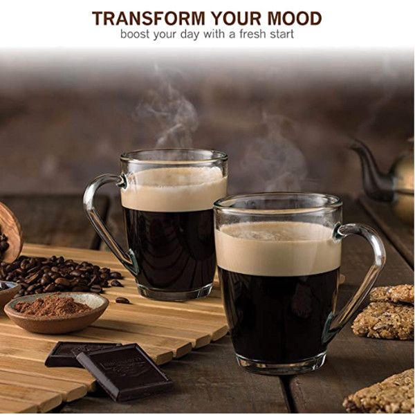glass coffee mug set - (6 pack) 10 ¾ ounce with convenient handle, tea glasses for and cold beverages, thermal shock resistant, tempered
glass coffee mug set - (6 pack) 10 ¾ ounce with convenient handle, tea glasses for and cold beverages, thermal shock resistant, tempered
