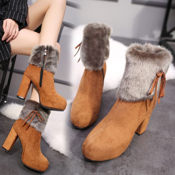 new fashion winter heel snow boots for women ankle boots warm plush snow booties women's fashion shoes high square heels, Black
new fashion winter heel snow boots for women ankle boots warm plush snow booties women's fashion shoes high square heels, Black