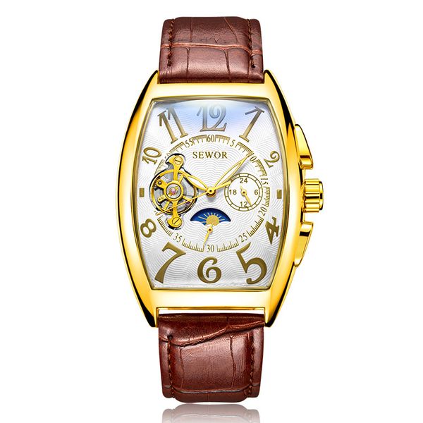 1 Pcs Designer Tonneau Tourbillon Gold Automatic Mechanical Watch Men Genuine Leather Strap Men Clock Male Monphase Wristwatches
1 Pcs Designer Tonneau Tourbillon Gold Automatic Mechanical Watch Men Genuine Leather Strap Men Clock Male Monphase Wristwatches