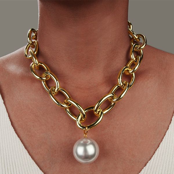 diezi vintage gold color big pearl pendant choker necklace for women metal chain statement necklace girls friendship jewelry, Silver
diezi vintage gold color big pearl pendant choker necklace for women metal chain statement necklace girls friendship jewelry, Silver