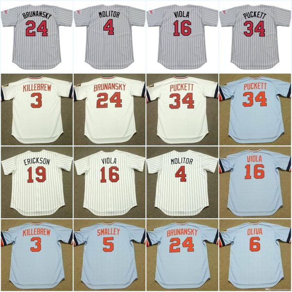 Minnesota 34 KIRBY PUCKETT 1984 3 HARMON KILLEBREW 5 ROY SMALLEY 6 TONY OLIVA 16 FRANK VIOLA 24 TOM BRUNANSKY Vintage Baseball Jersey
Minnesota 34 KIRBY PUCKETT 1984 3 HARMON KILLEBREW 5 ROY SMALLEY 6 TONY OLIVA 16 FRANK VIOLA 24 TOM BRUNANSKY Vintage Baseball Jersey