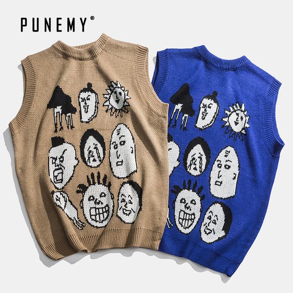 men vest sweater sleeveless retro abstract character pattern hip hop streetwear o-neck acrylic autumn new men's pullover sweater, Black;white
men vest sweater sleeveless retro abstract character pattern hip hop streetwear o-neck acrylic autumn new men's pullover sweater, Black;white