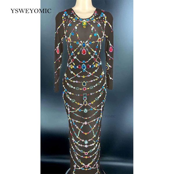 new style multi-color rhinestones transparent long dress bar birthday outfit dress women dance celebrate show, Black;red
new style multi-color rhinestones transparent long dress bar birthday outfit dress women dance celebrate show, Black;red