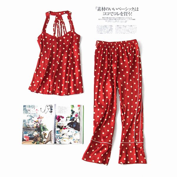 pajamas for women ladies two-piece spring and summer new sling trousers pajamas set dot red simulation silk home service, Blue;gray
pajamas for women ladies two-piece spring and summer new sling trousers pajamas set dot red simulation silk home service, Blue;gray
