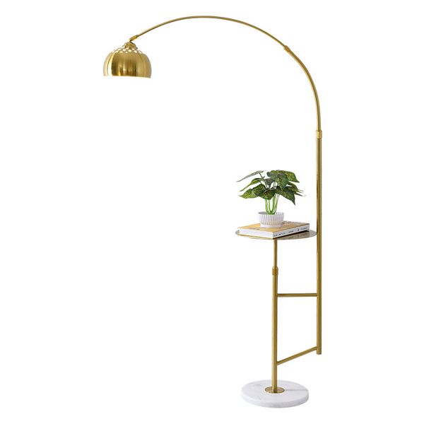 Post Modern Metal Frame Simple Led Standing Floor Lamp With Table Creative Living Room Study Bedroom Foyer Application Floor Lamp