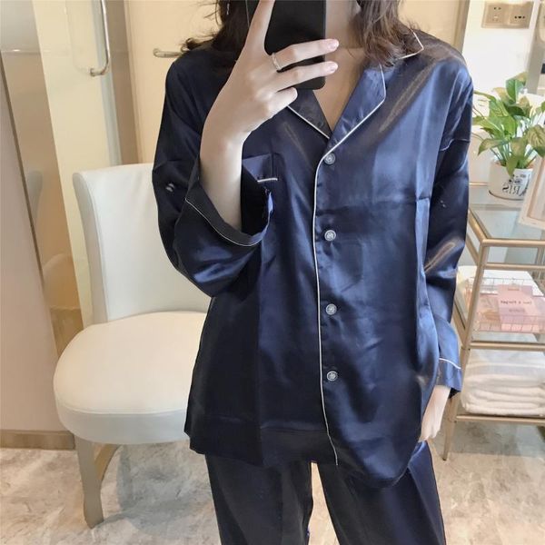pajamas women's real silk korean-style spring summer solid color long sleeve autumn cardigan set thin ice silk home wear, Black;brown
pajamas women's real silk korean-style spring summer solid color long sleeve autumn cardigan set thin ice silk home wear, Black;brown