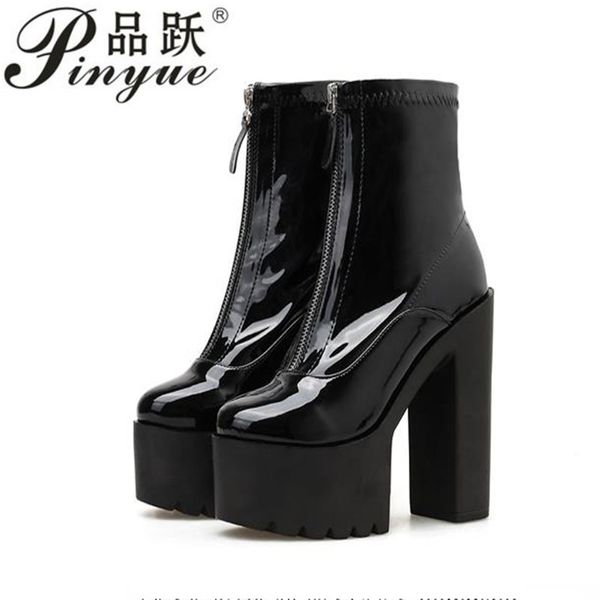 передняя молния этап comfy упругие женские сапоги на платформе круглый toe коренастый высокий каблук потянуть лодыжки пинетки патентными кож, Black
передняя молния этап comfy упругие женские сапоги на платформе круглый toe коренастый высокий каблук потянуть лодыжки пинетки патентными кож, Black