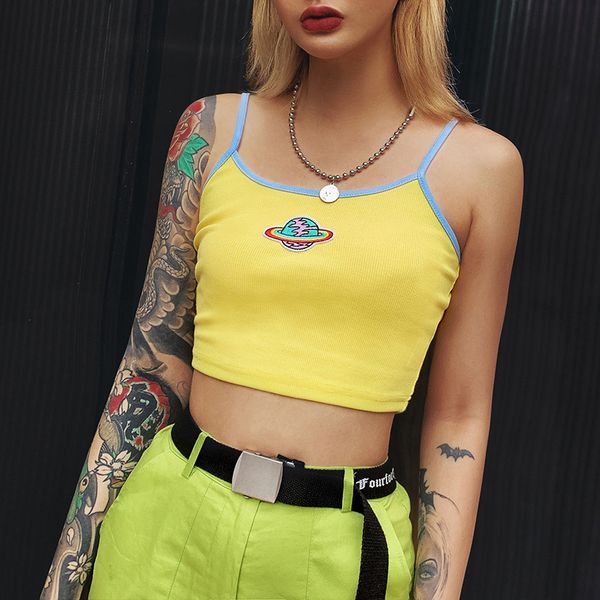 harajuku knitted crop planet embroidery women tank 2020 spring summer new active wear wild stretch slim basic camisole, White
harajuku knitted crop planet embroidery women tank 2020 spring summer new active wear wild stretch slim basic camisole, White