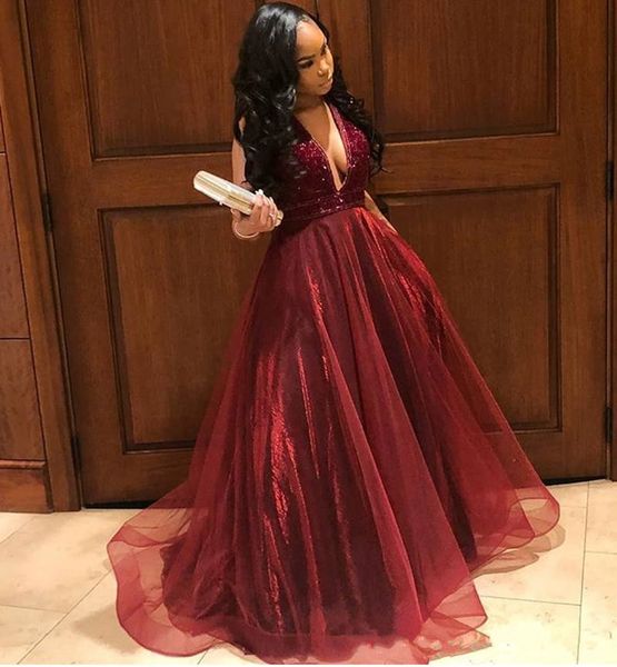 2019 Burgundy Sexy V Neck A Line Prom Dresses Sleeveless Plunging Exquisite Beads Organza Floor Length Formal Evening Party Dresses, Black
2019 Burgundy Sexy V Neck A Line Prom Dresses Sleeveless Plunging Exquisite Beads Organza Floor Length Formal Evening Party Dresses, Black