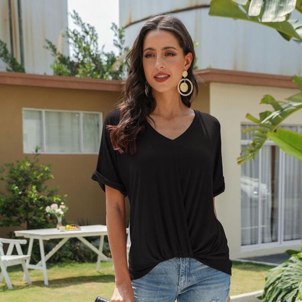 women's blouses & shirts summer blouse v-neck short sleeve shirt casual solid color bottoming famale clothes #bl3, White
women's blouses & shirts summer blouse v-neck short sleeve shirt casual solid color bottoming famale clothes #bl3, White