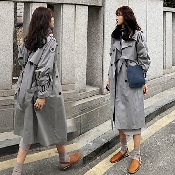 autumn trench coat gray women's cotton mid-length lapel fashion street windbreaker autumn loose badges pocket lace overcoat z759, Tan;black
autumn trench coat gray women's cotton mid-length lapel fashion street windbreaker autumn loose badges pocket lace overcoat z759, Tan;black
