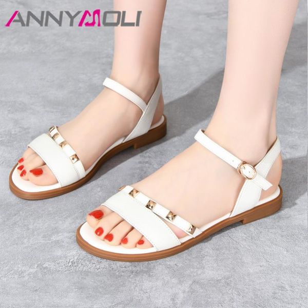 annymoli women flat shoes real leather sandals rivet open toe shoes casual buckle strap ladies footwear beige white big size 43, Black
annymoli women flat shoes real leather sandals rivet open toe shoes casual buckle strap ladies footwear beige white big size 43, Black