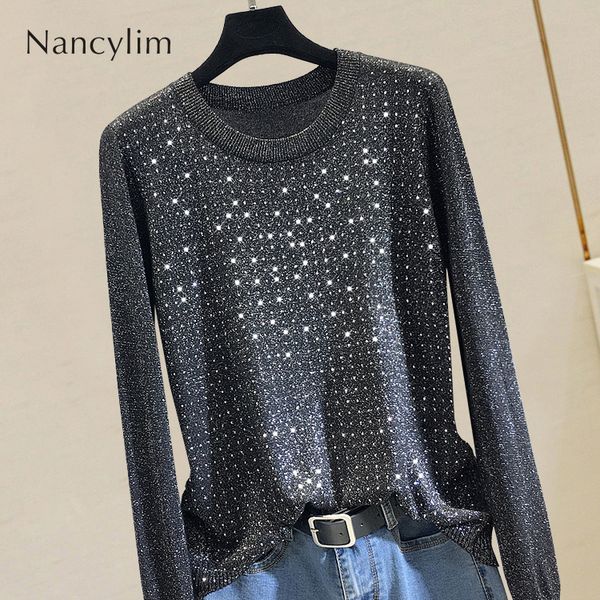 thin sweater shirt for woman autumn outwear drill knitted pull blusas jumper tracksuit girls lady streetwear, White;black
thin sweater shirt for woman autumn outwear drill knitted pull blusas jumper tracksuit girls lady streetwear, White;black