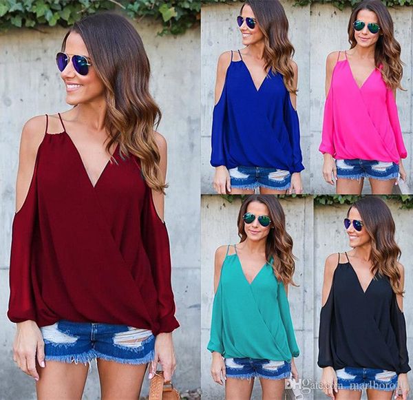 new cold shoulder chiffon blouse cross back long sleeve loose casual shirt women plus size blouses red black blue, White
new cold shoulder chiffon blouse cross back long sleeve loose casual shirt women plus size blouses red black blue, White