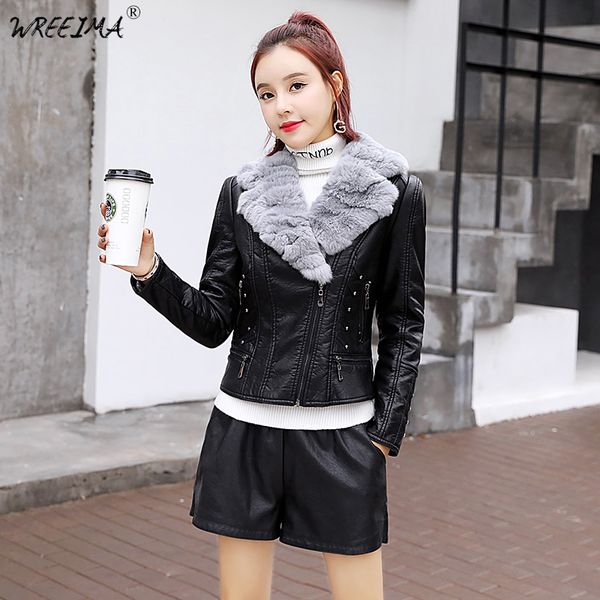 2018 m-3xl winter women leather jacket plus velvet warm female pu leather jackets fashion turn collar casual coat black gray
2018 m-3xl winter women leather jacket plus velvet warm female pu leather jackets fashion turn collar casual coat black gray