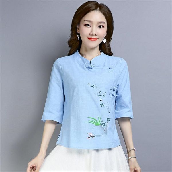 women's clothing season 2020 national style women's clothing chinese style st collar plate buckle printed loose cotton ethnic cott, White
women's clothing season 2020 national style women's clothing chinese style st collar plate buckle printed loose cotton ethnic cott, White