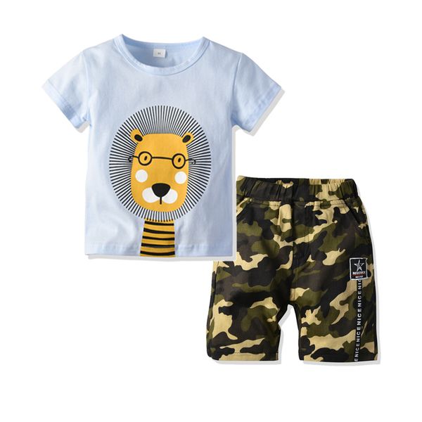 new childrens clothing short sleeve suit boys cotton lion head printed round neck short sleeve woven camouflage shorts two-piece set
new childrens clothing short sleeve suit boys cotton lion head printed round neck short sleeve woven camouflage shorts two-piece set