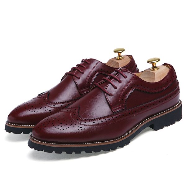 large size men's casual business wedding formal dress soft leather brogue shoes carved brock lace-up shoe sapatos masculinos man, Black
large size men's casual business wedding formal dress soft leather brogue shoes carved brock lace-up shoe sapatos masculinos man, Black